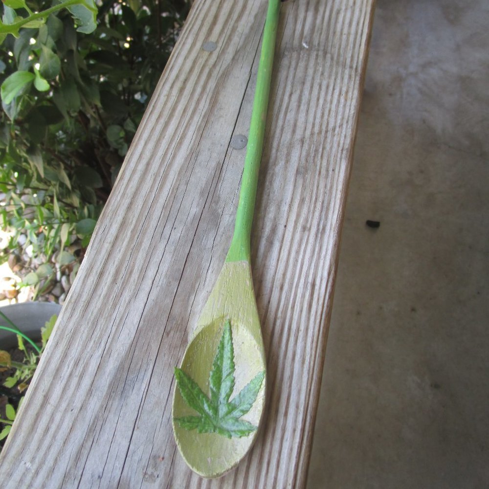 Vintage Wooden Hand crafted Wall Art Spoon 420 Leather